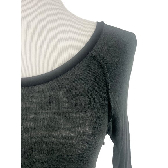 Free People Semi Sheer Asymmetric 3/4 Sleeve Slub Knit Layering Top - Picture 4 of 14